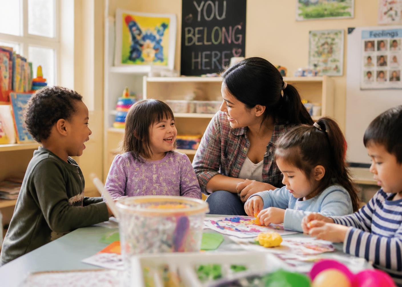 Children of different abilities playing together in a bright, welcoming space
